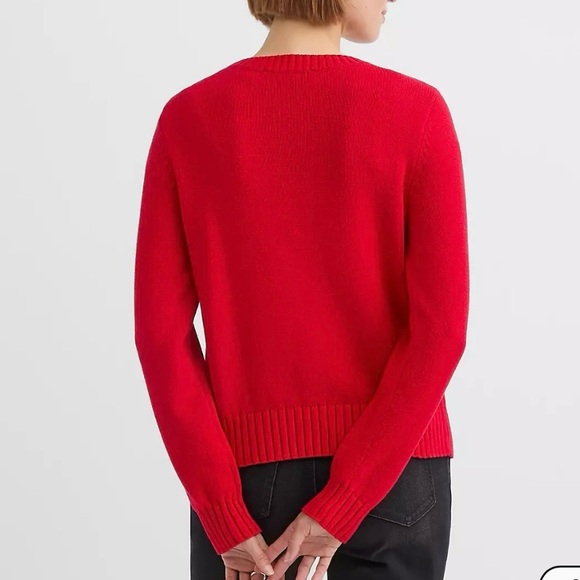 LOFT Festive Red Crew Neck Sweater - Picture 2 of 7
